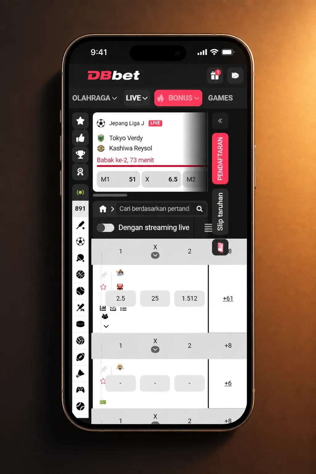 Registration via the DBBet Application