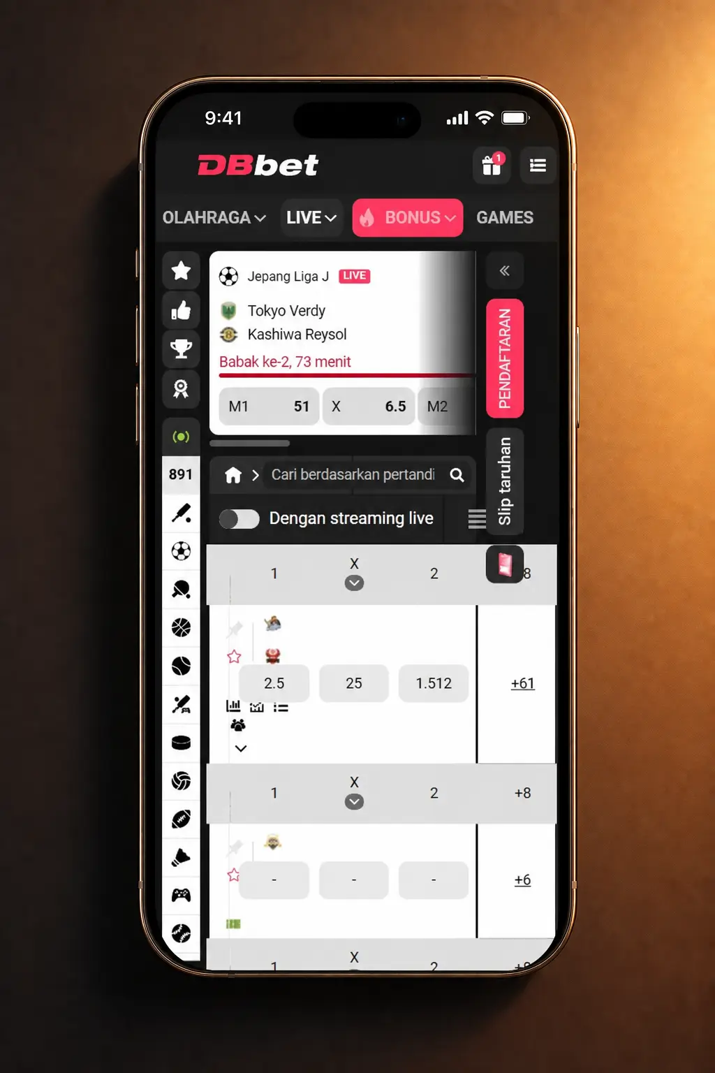 Registration via the DBBet Application