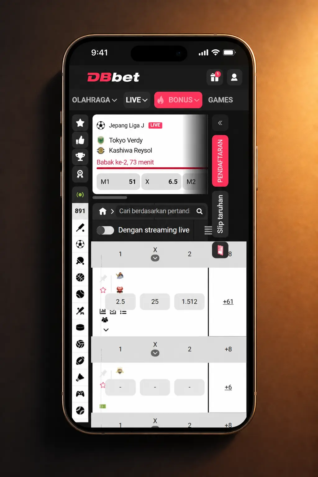Registration via the DBBet Application
