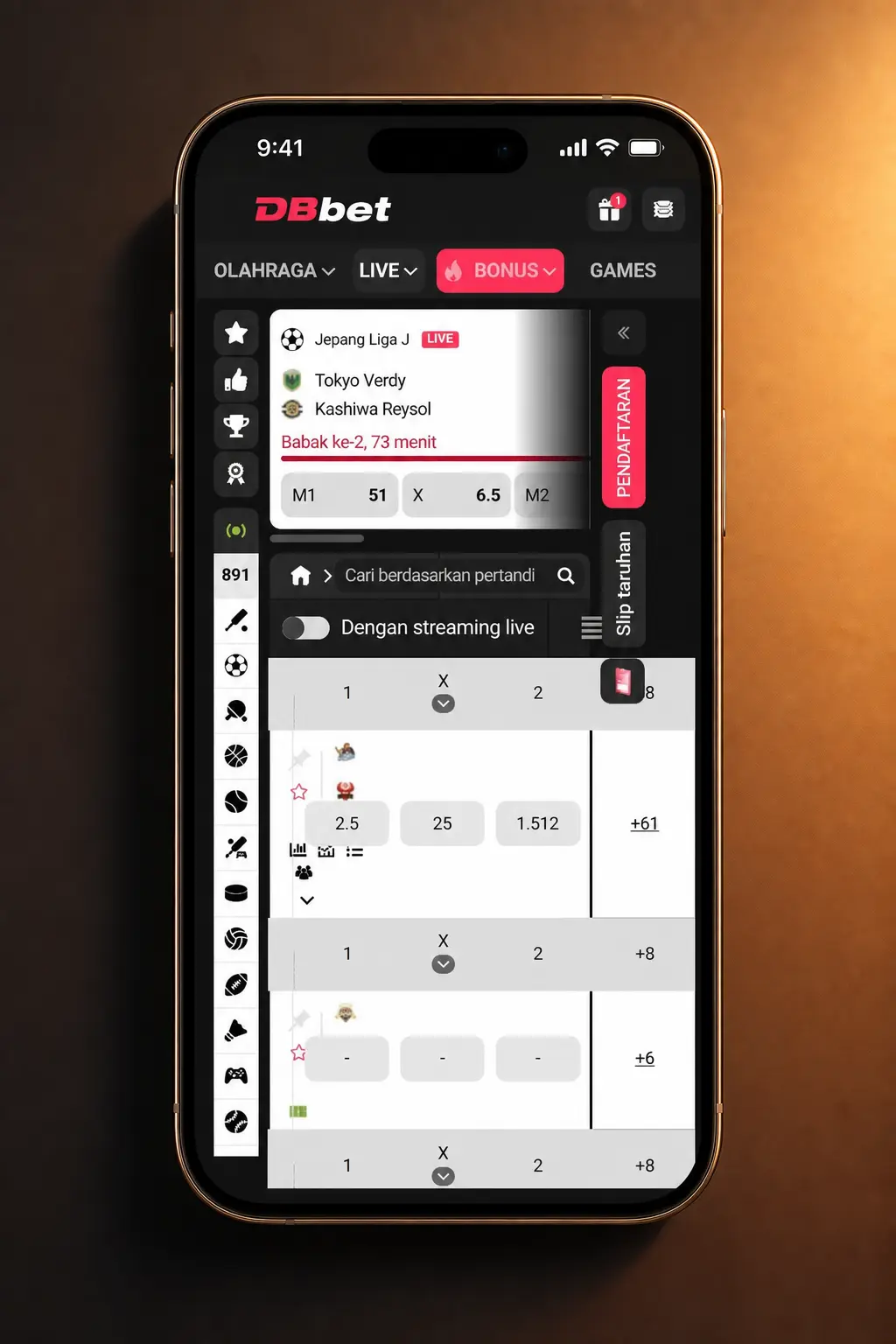 Registration via the DBBet Application