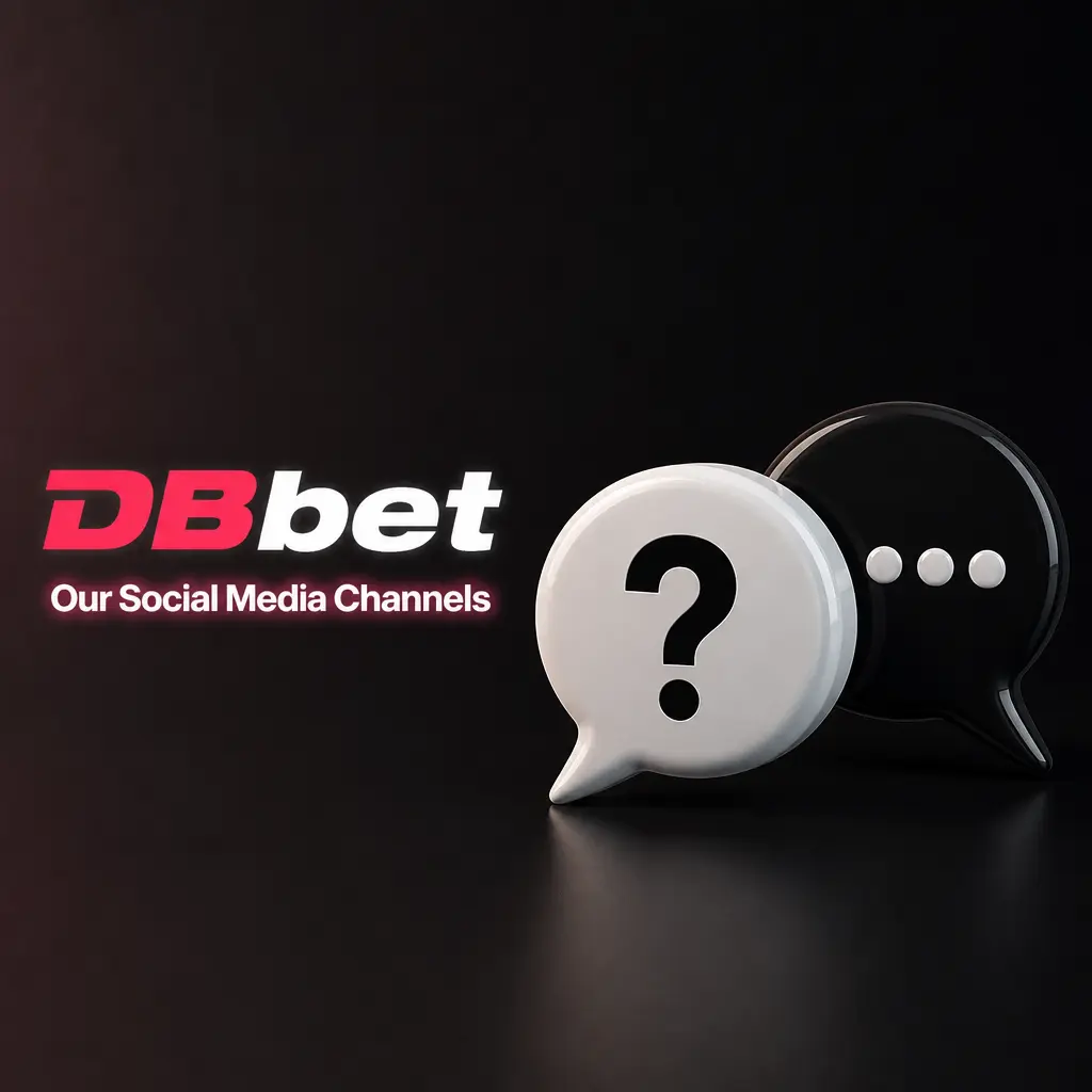 DBBet's social media channels including Facebook, Instagram, Telegram, and Twitter for Indonesian followers