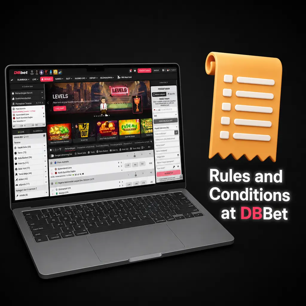 DBBet Terms and Conditions overview for Indonesian players covering age limits, one account rule, bonus wagering, and verification.